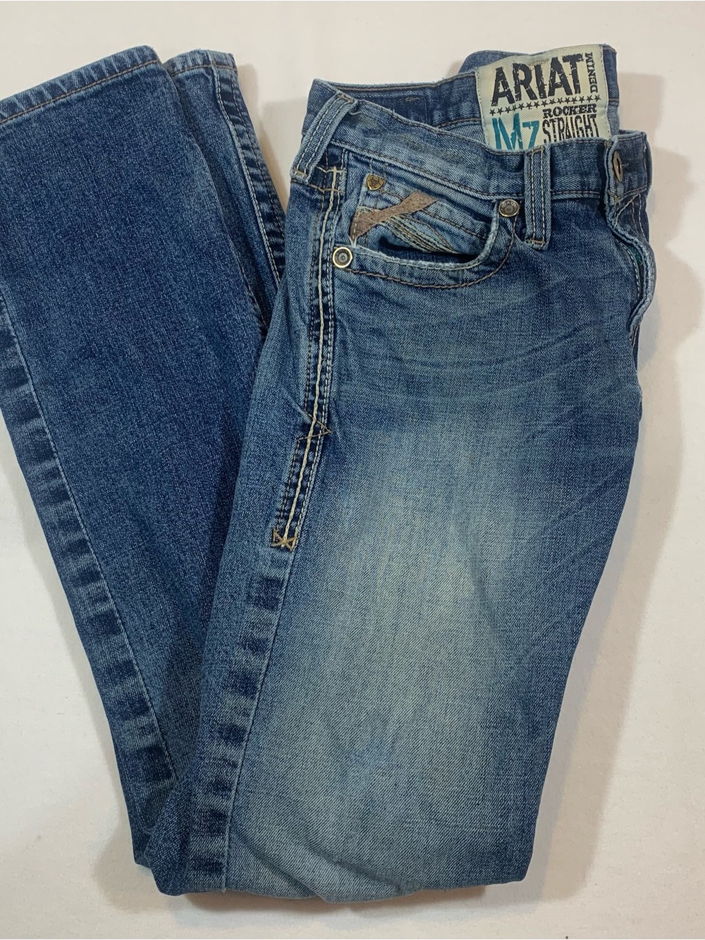 Ariat Denim M7 Rocker Straight Leg Jeans Men's Size 29x36(34) Distressed Western